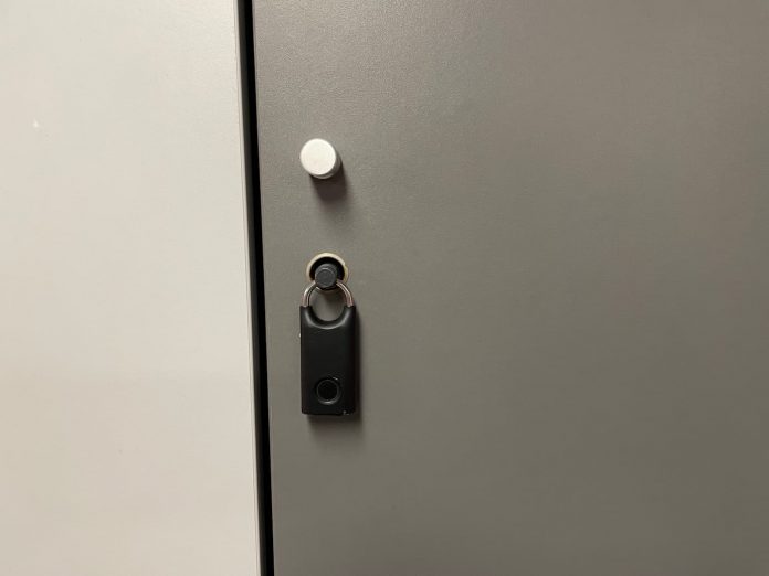 smart padlock on gym locker