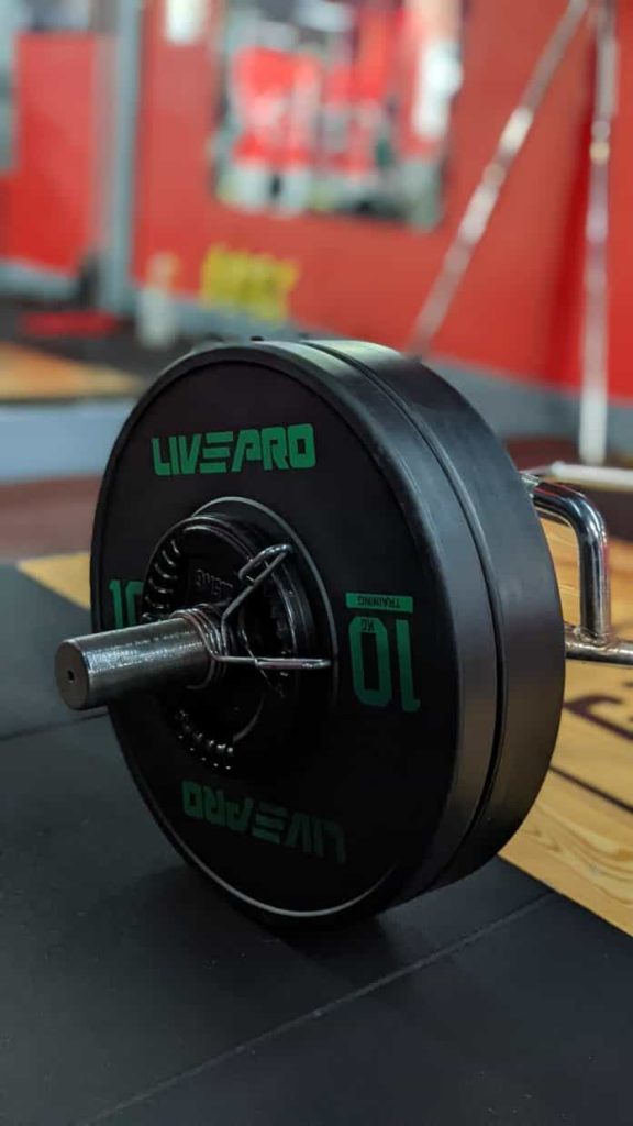 weights in a gym shot on pixel 6 pro